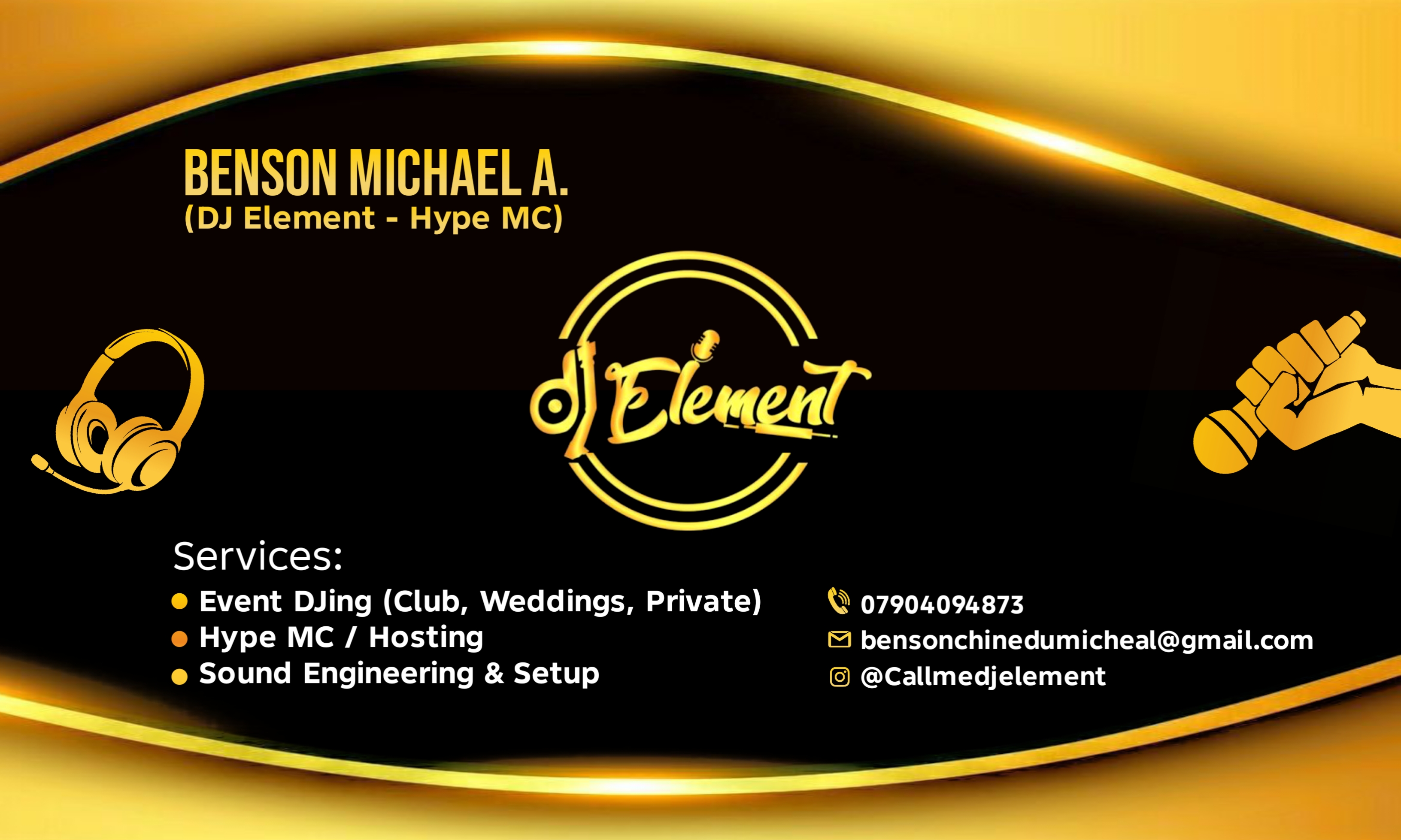 DJ Element official brand logo card for Benson Michael A.